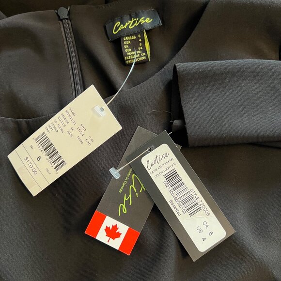 NWT Cartise Black & Red Tiered Cocktail Dress — Made in Canada — Size 6 - Picture 14 of 16